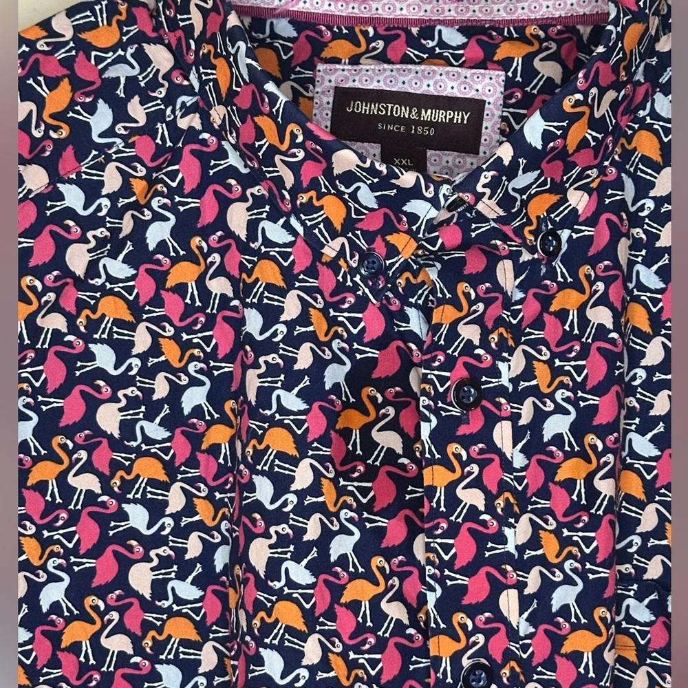 Johnston & Murphy Blue and Pink Casual Button Down Shirt